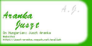 aranka juszt business card